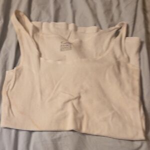 Unk Cream Ribbed Crop Tank Top